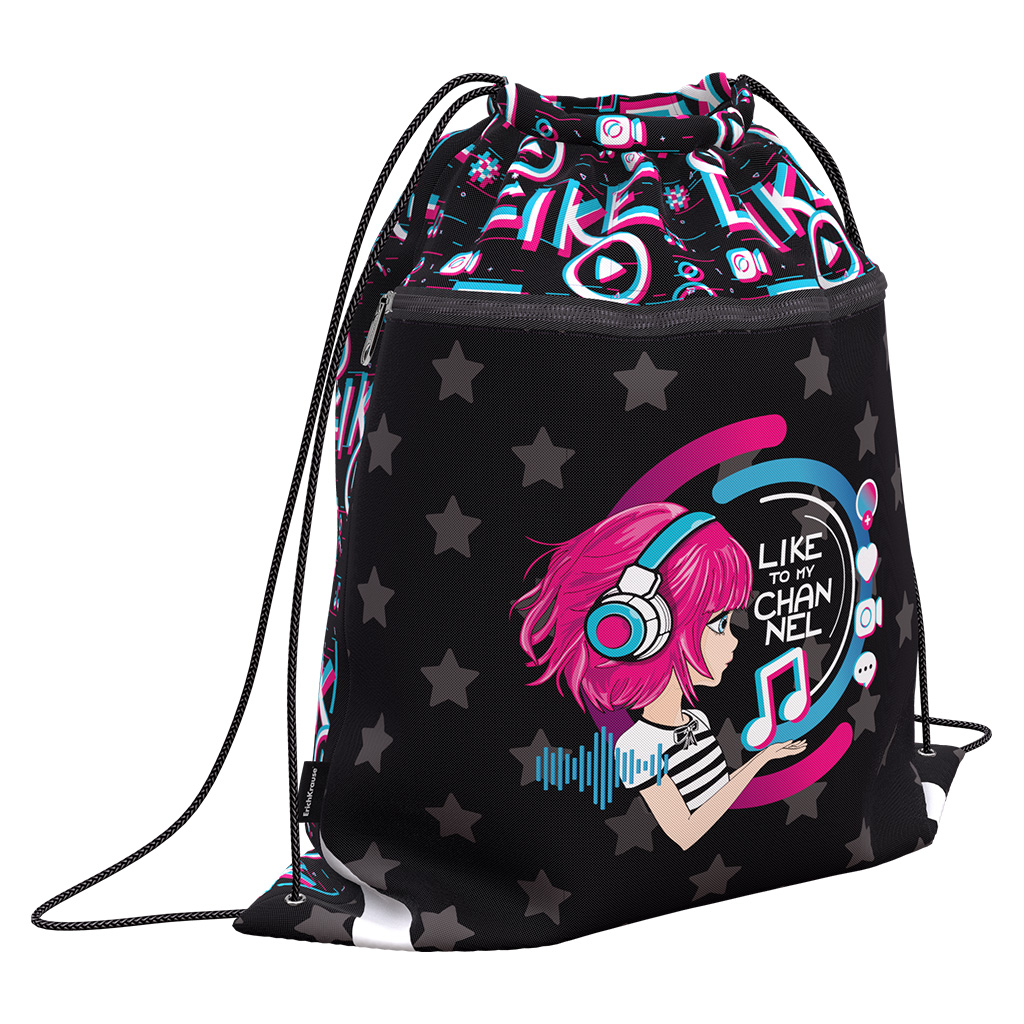 Мешок для обуви ErichKrause с карманом на молнии 500x410мм Top Blogger