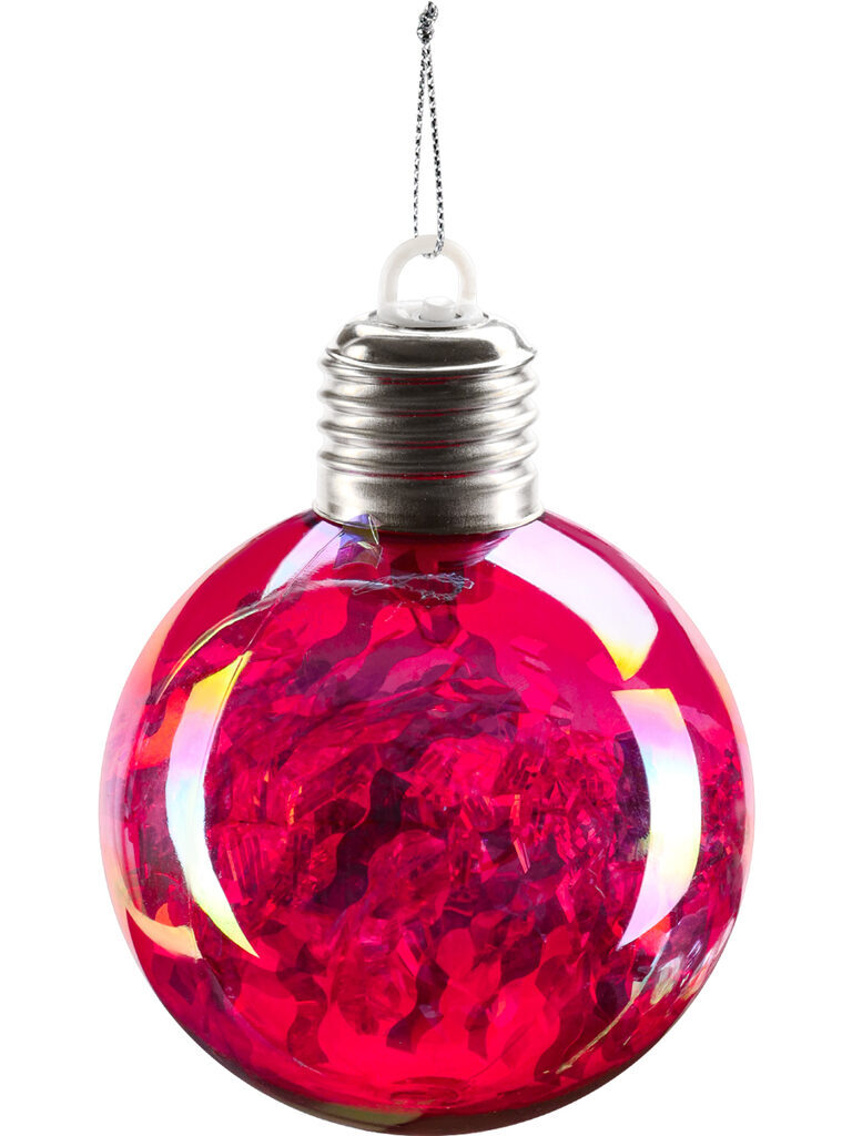 Ёлочный шар с led-подсветкой  8 см "Зимняя ягодка" с декором