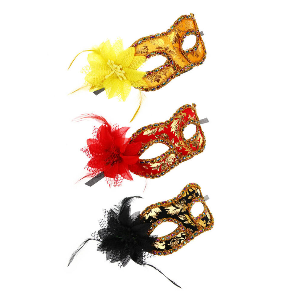 Карнавальная маска ассорти, блестки, цветок