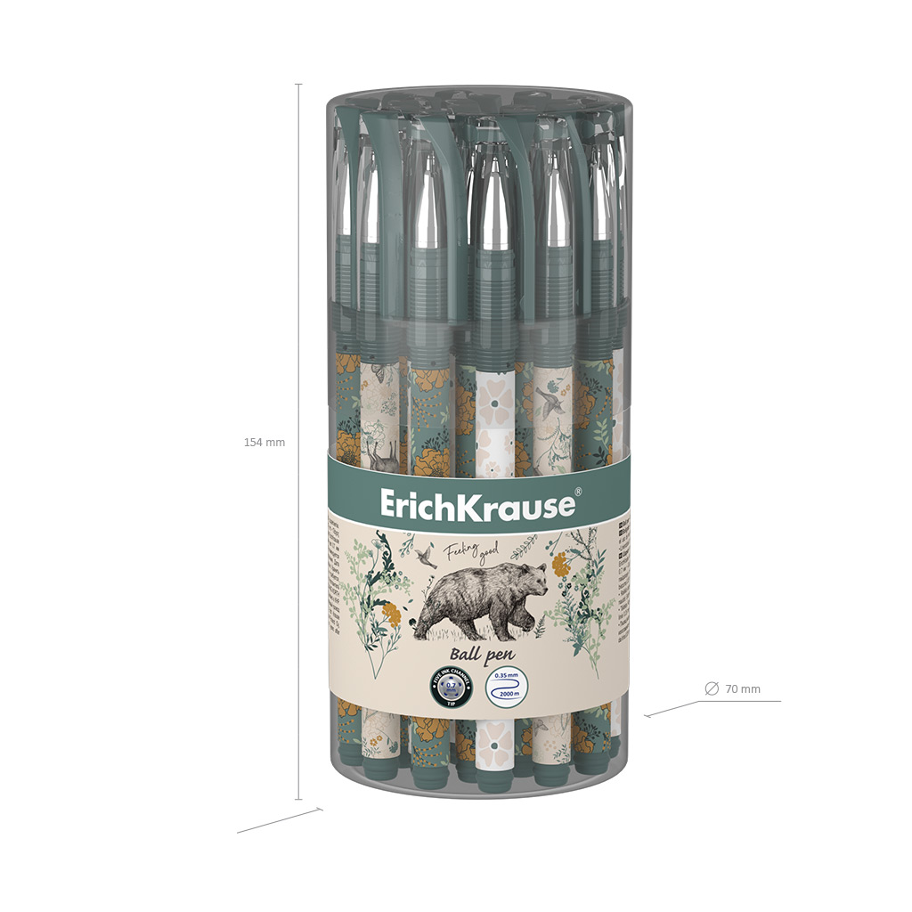 Ручка шариковая ErichKrause ColorTouch Stick Natural Life 0.7, цвет чернил синий (в тубусе по 24 шт.)