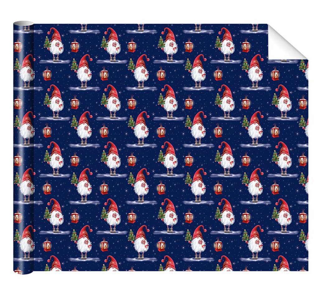 Бумага упаковочная 70*100см "Гном" синий фон