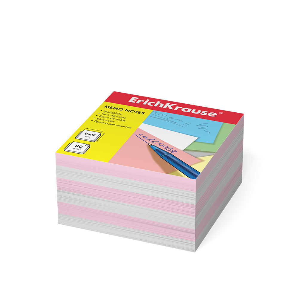 Блок бумаги для записи  (90*90*50мм) цветной 2 цв., непроклеенный, 80г/м2