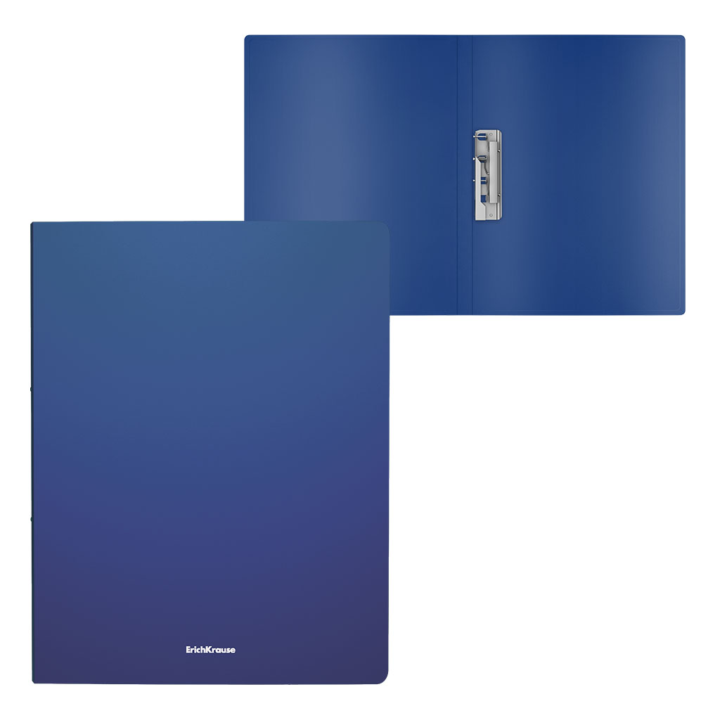 Папка с боковым зажимом пластиковая ErichKrause Matt Classic, A4, синий (в пакете по 4 шт.)