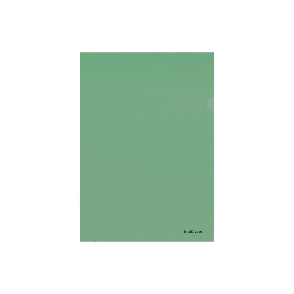 Папка-уголок пластиковая ErichKrause Glossy Classic, A4, полупрозрачный, зеленый (в пакете по 12 шт.)