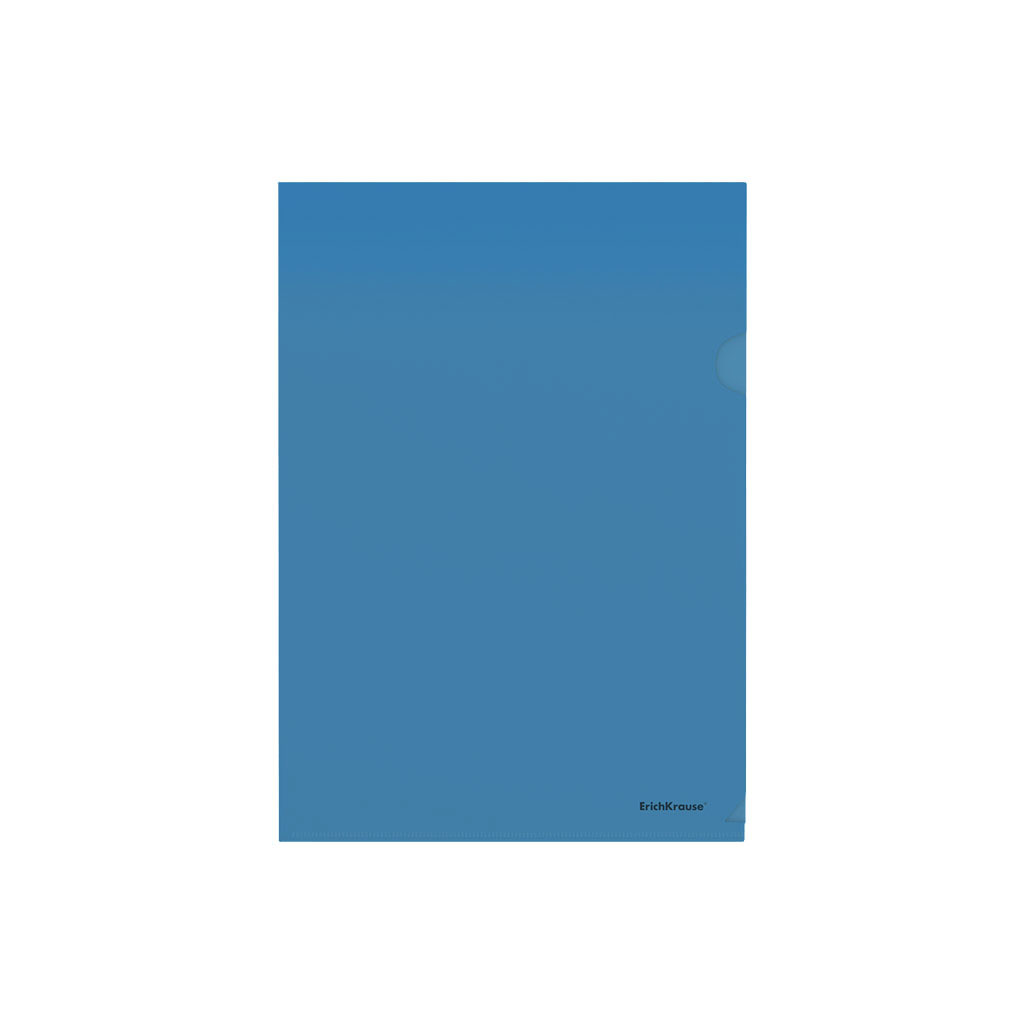 Папка-уголок пластиковая ErichKrause Glossy Classic, A4, полупрозрачный, синий (в пакете по 12 шт.)