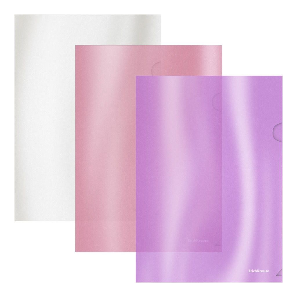 Папка-уголок пластиковая ErichKrause Glossy Candy, A4, полупрозрачный, ассорти (в пакете по 12 шт.)