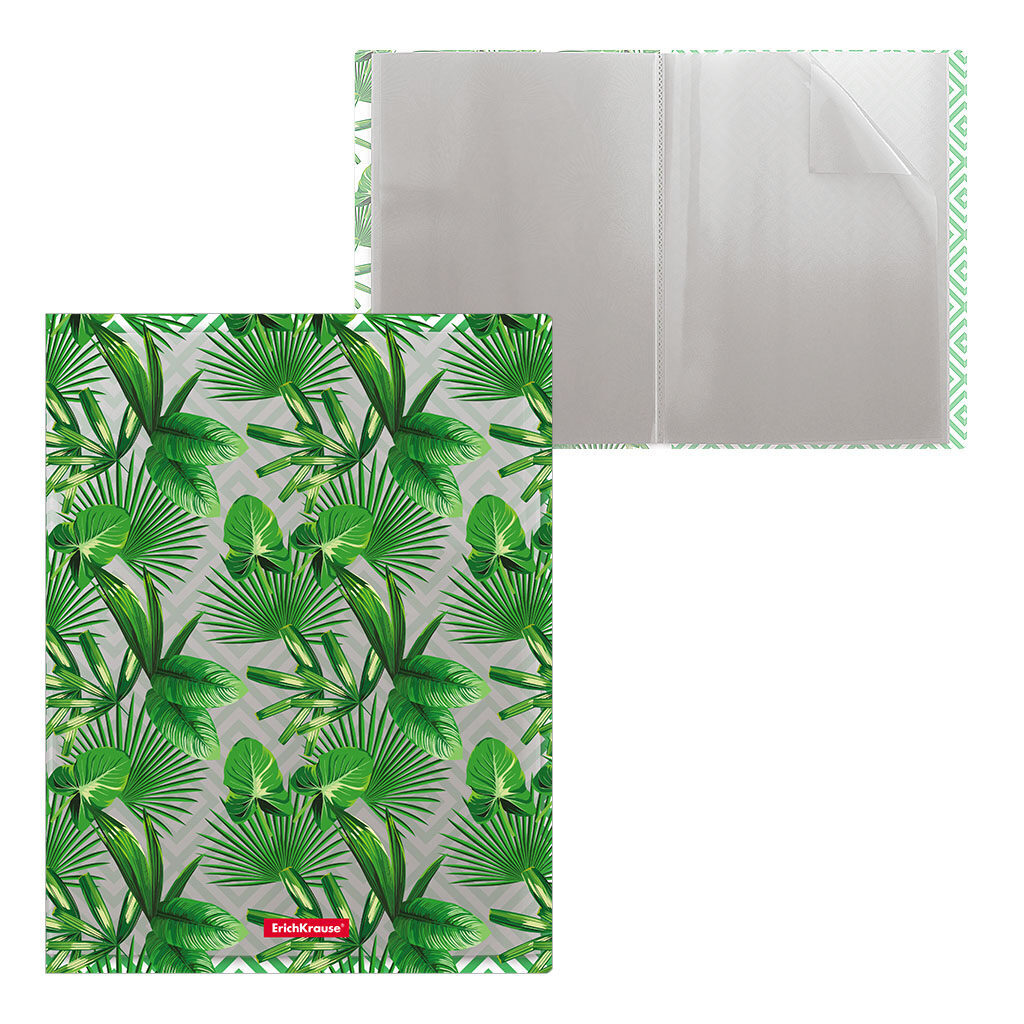 Папка файловая пластиковая ErichKrause Tropical Leaves, c 20 карманами, A4 (в пакете по 4 шт.)