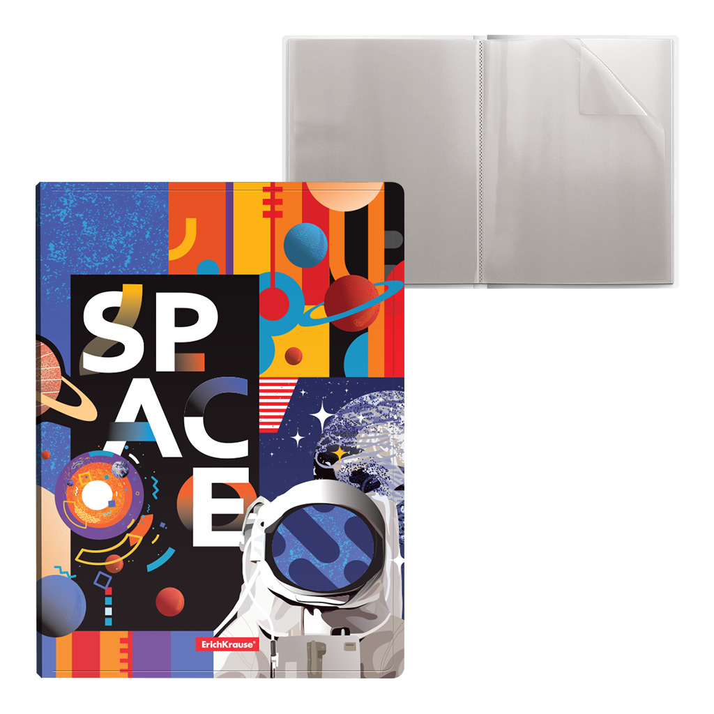 Папка файловая пластиковая ErichKrause® Cosmonaut, c 30 карманами, A4 (в пакете по 4 шт.)