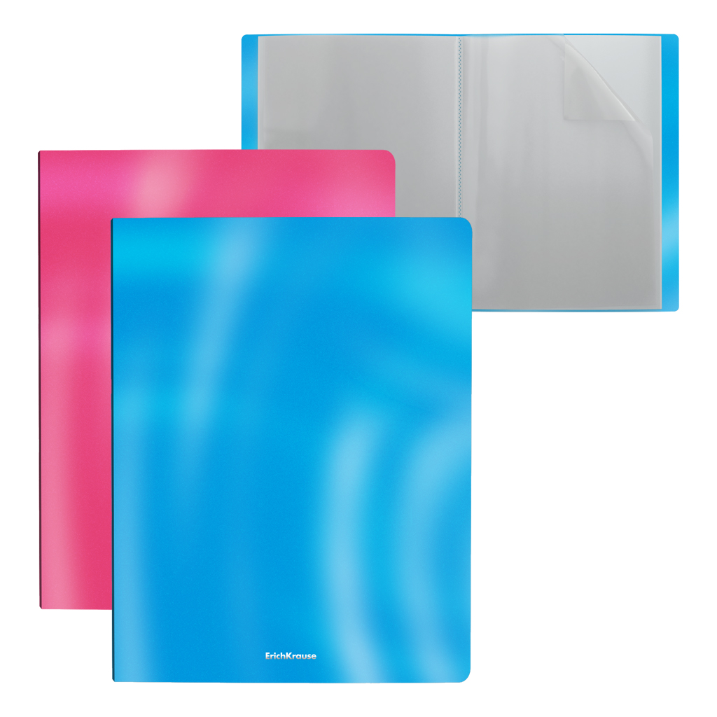 Папка файловая пластиковая ErichKrause® Glossy Bubble Gum, арома, с 20 карманами, A4, ассорти (в пакете по 4 шт.)
