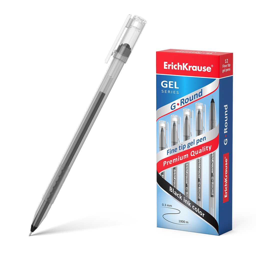 Ручка гелевая ErichKrause G-Round Stick Classic 0.5, цвет чернил черный (в коробке по 12 шт.)