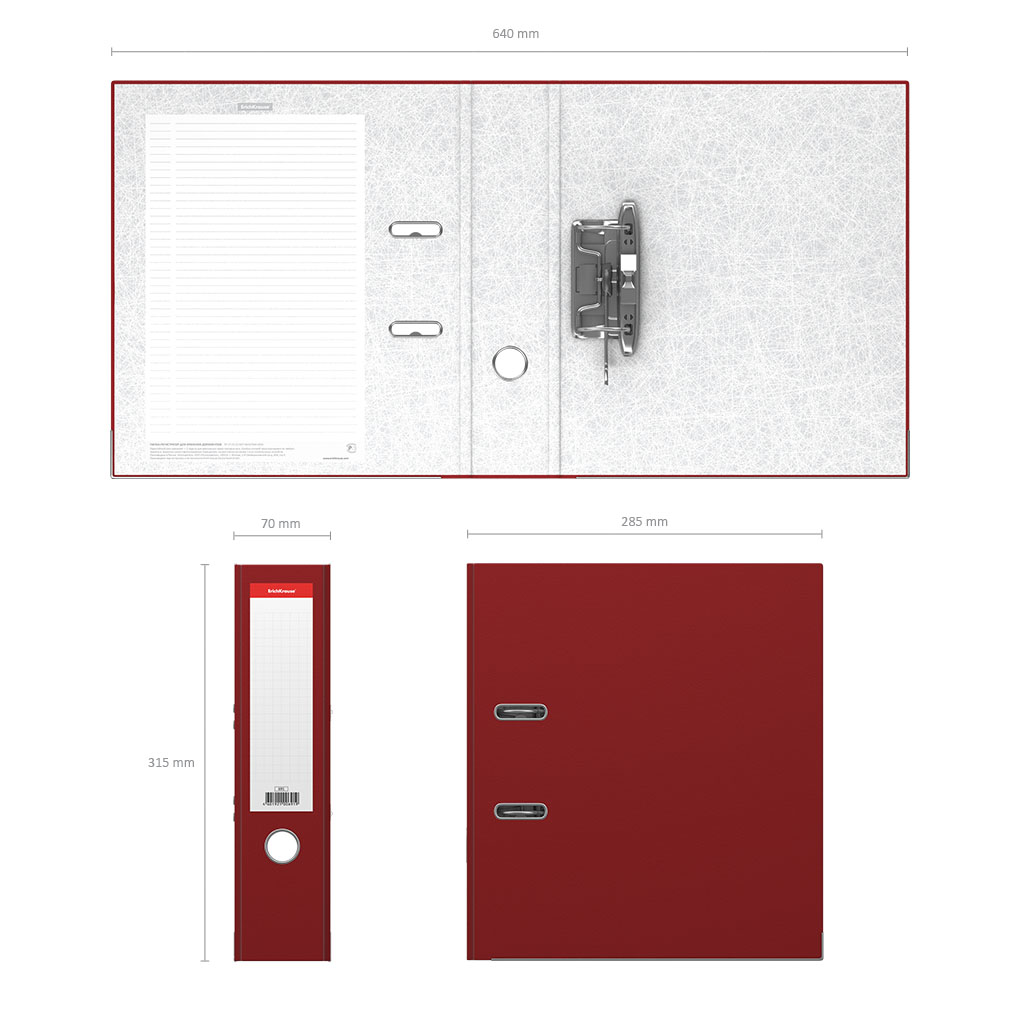 Папка–регистратор с арочным механизмом разборная ErichKrause, Standard, А4, 70 мм, бордовый