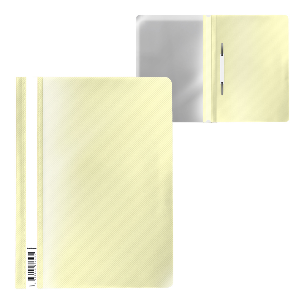 Папка-скоросшиватель пластиковая ErichKrause® Diagonal Pastel, A4, желтый (в пакете по 20 шт.)