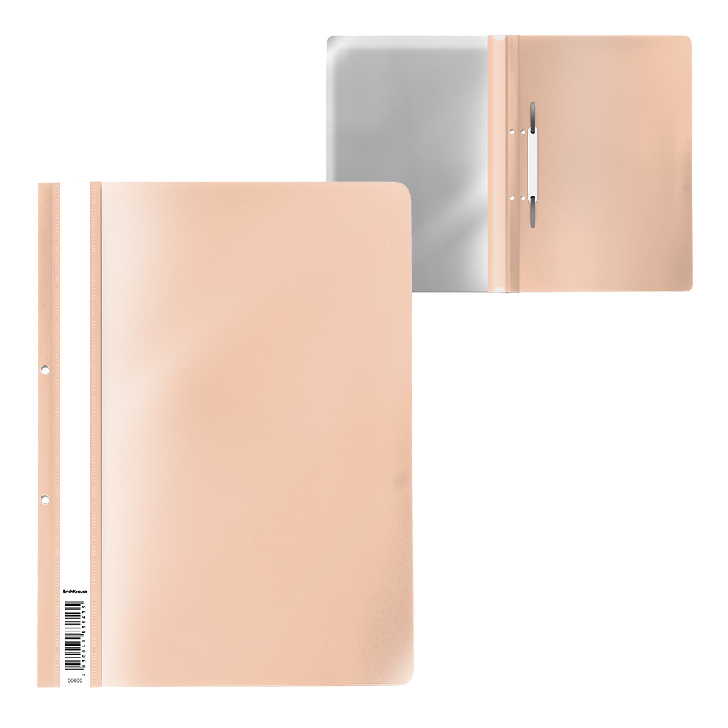 Папка-скоросшиватель с перфорацией пластиковая ErichKrause® Matt Powder, A4, розовый (в пакете по 20 шт.)