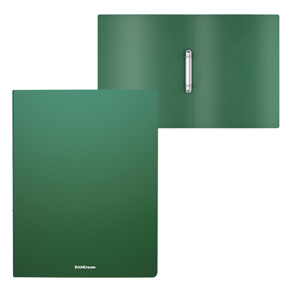 Папка на 2 кольцах пластиковая ErichKrause Matt Classic, 24мм, A4, зеленый (в пакете по 4 шт.)