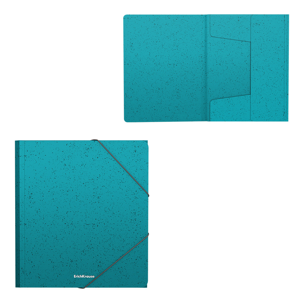 Папка для тетрадей на резинках пластиковая ErichKrause® Matt Grains, A5+, бирюзовый (в пакете по 4 шт.)
