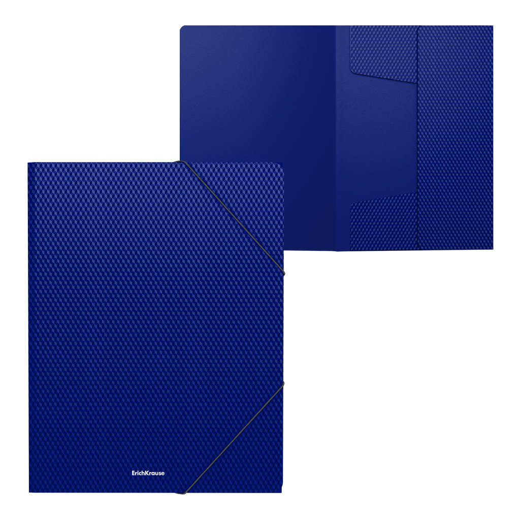 Папка на резинках пластиковая ErichKrause Diamond Total Blue, A4, синий (в пакете по 4 шт.)