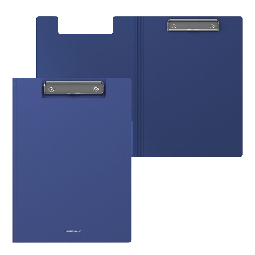 Папка-планшет пластиковая ErichKrause Matt Classic, A4, синий (в пакете по 4 шт.)