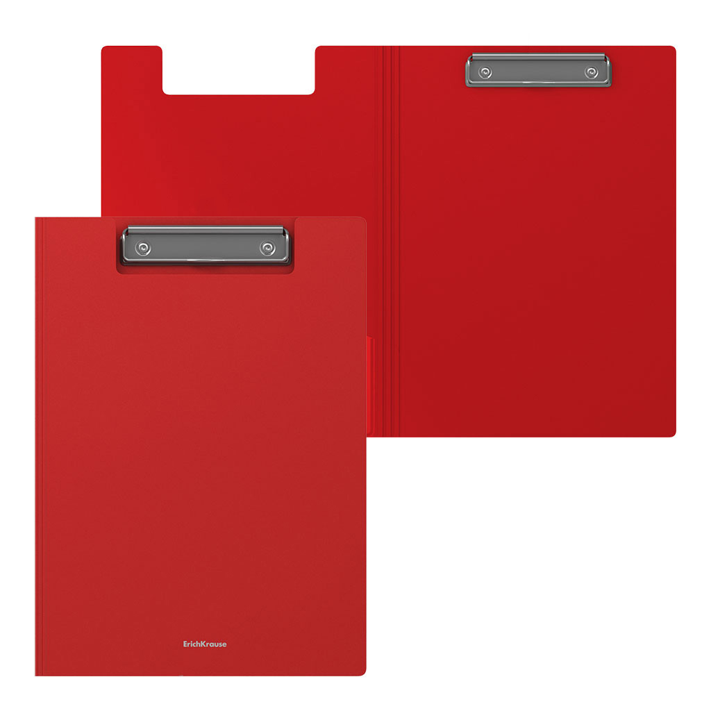 Папка-планшет пластиковая ErichKrause Matt Classic, A4, красный (в пакете по 4 шт.)
