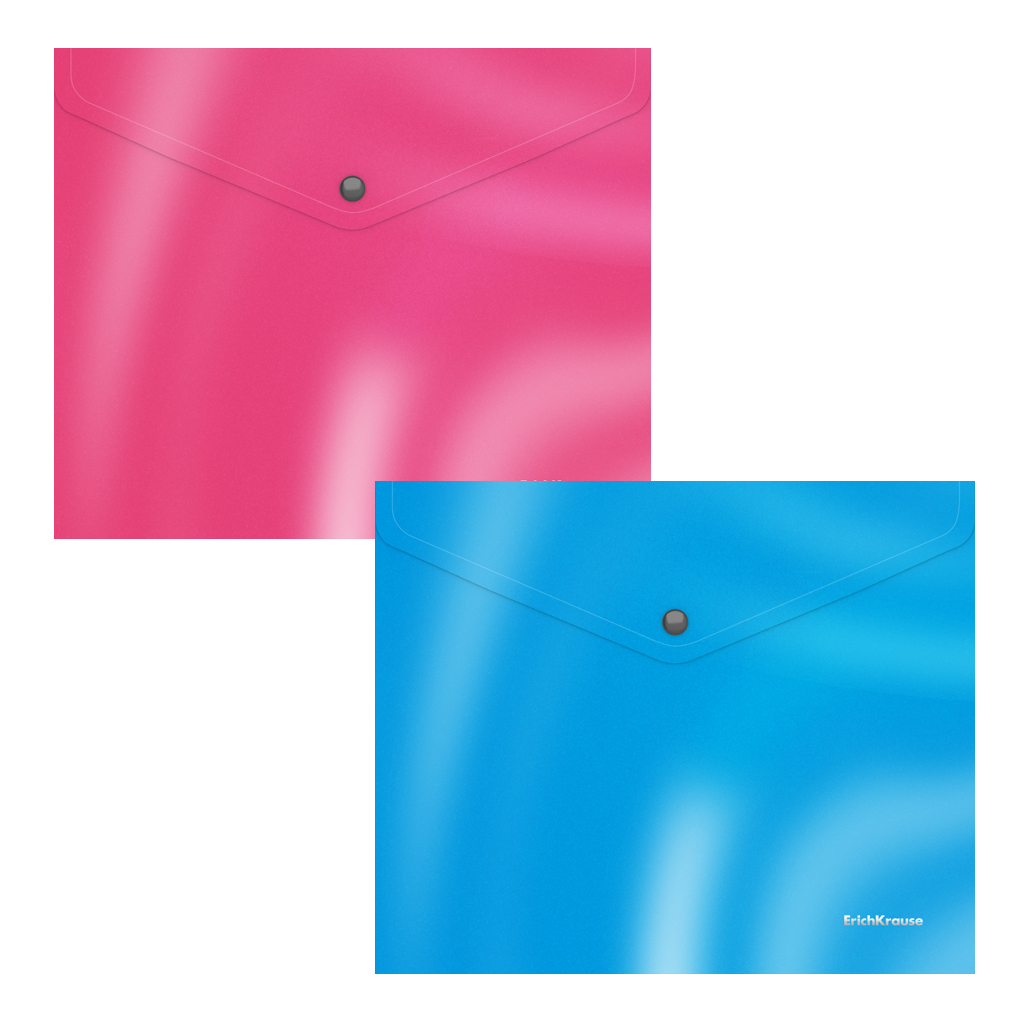 Набор из 4 папок-конвертов пластиковых ErichKrause® Glossy Bubble Gum, арома, B5, непрозрачный, ассорти (3 набора в пакете)