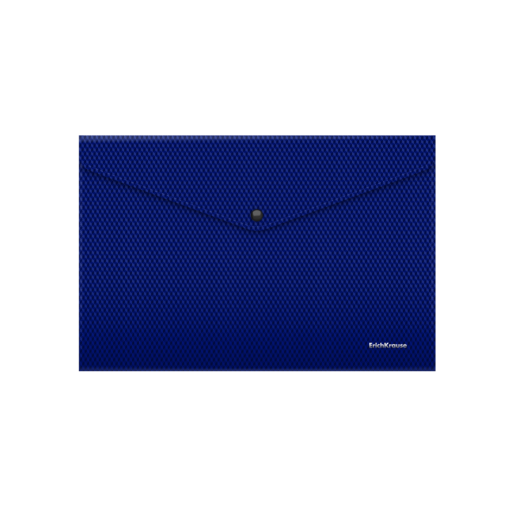 Папка-конверт на кнопке пластиковая ErichKrause Diamond Total Blue, A4, полупрозрачный, синий (в пакете по 12 шт.)