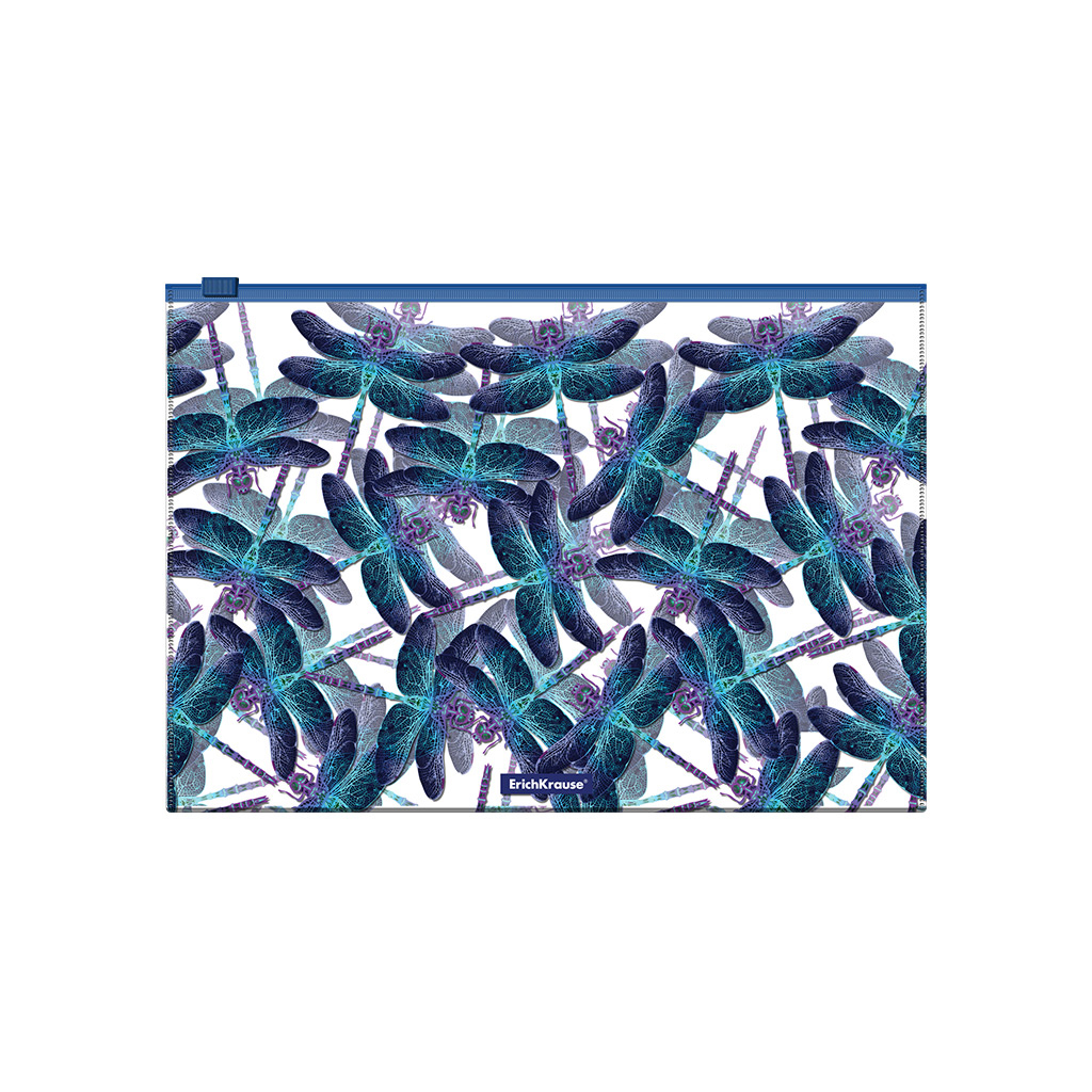 Zip-пакет пластиковый ErichKrause® Neon Dragonflies, A4 (в пакете по 12 шт.)