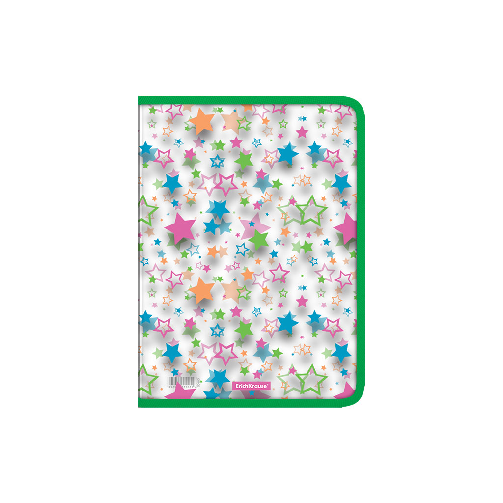 Папка для тетрадей на молнии пластиковая ErichKrause® Neon Stars, A4 (в пакете по 4 шт.)