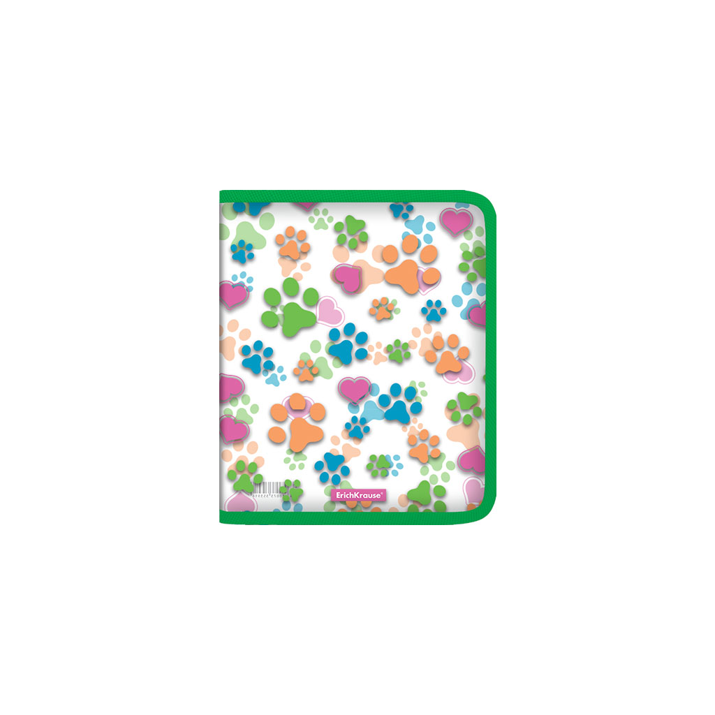 Папка для тетрадей на молнии пластиковая ErichKrause® Neon Paws, A5+  (в пакете по 4 шт.)