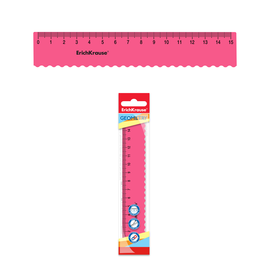 Линейка с волнистым краем гибкая ErichKrause Bubble Gum, 15см, розовый (в пакете по 20 шт)
