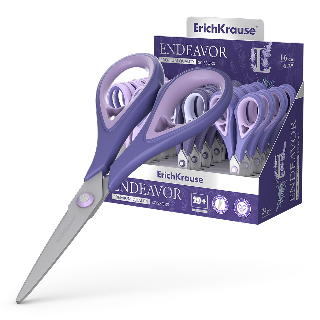 Ножницы ErichKrause Endeavor Lavender, 16 см, ассорти (в дисплее по 24 шт.)