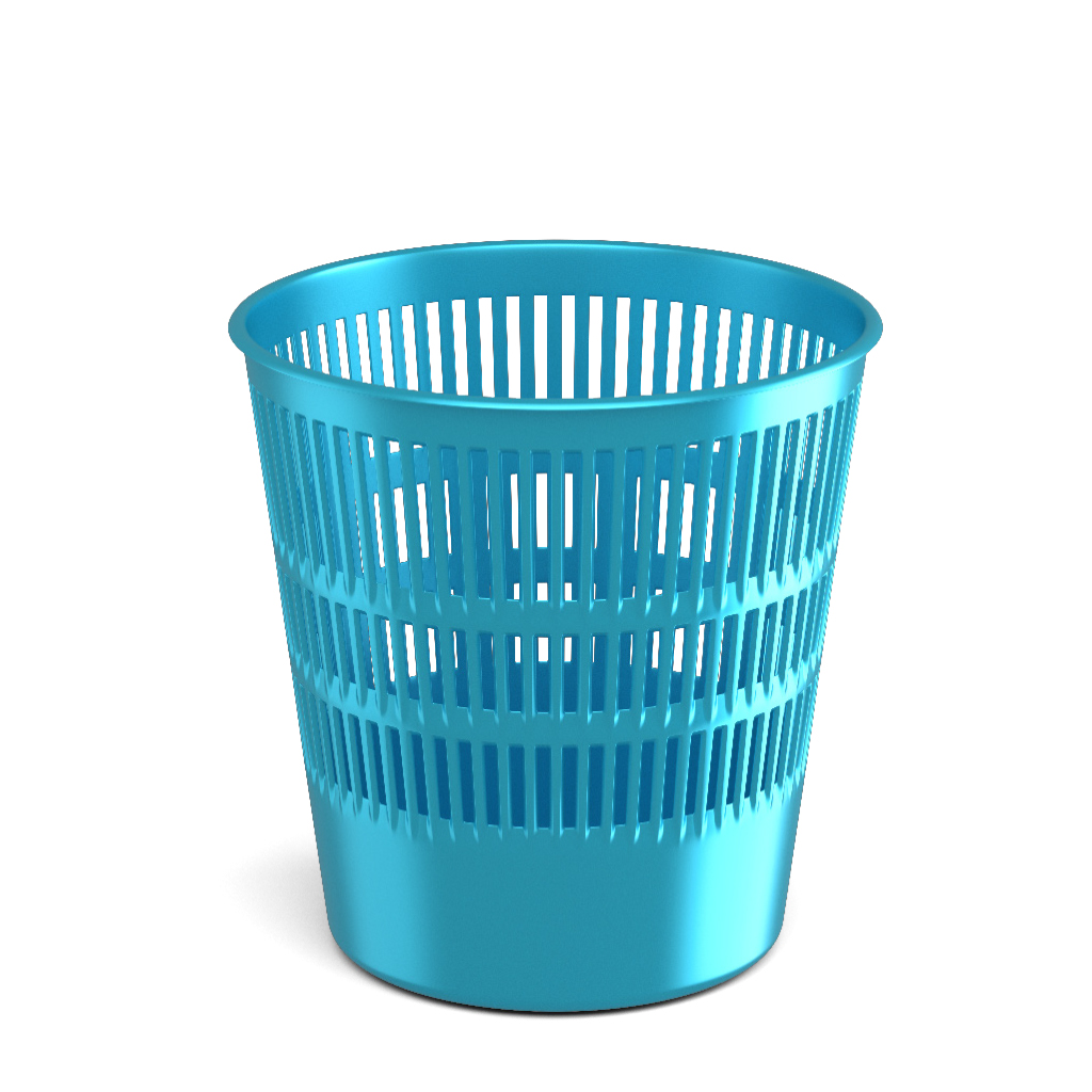Корзина для бумаг сетчатая пластиковая ErichKrause® Ice Metallic, 12л, голубая