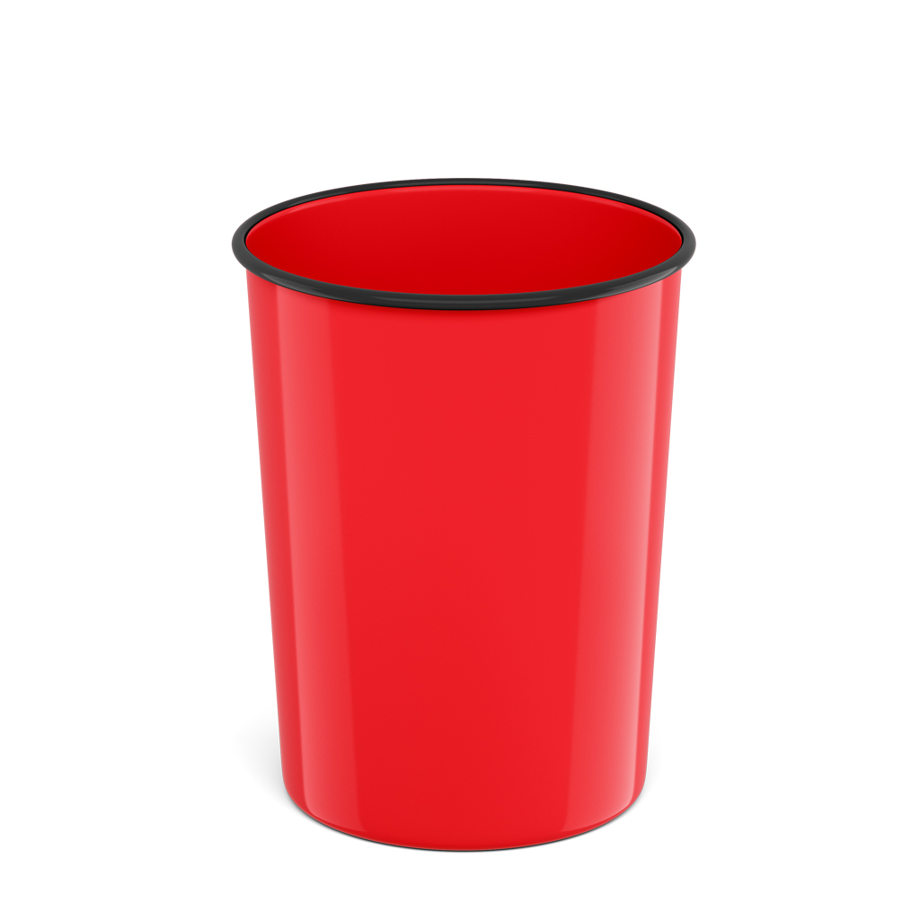 Корзина для бумаг литая пластиковая ErichKrause® Classic, 13.5л, красная