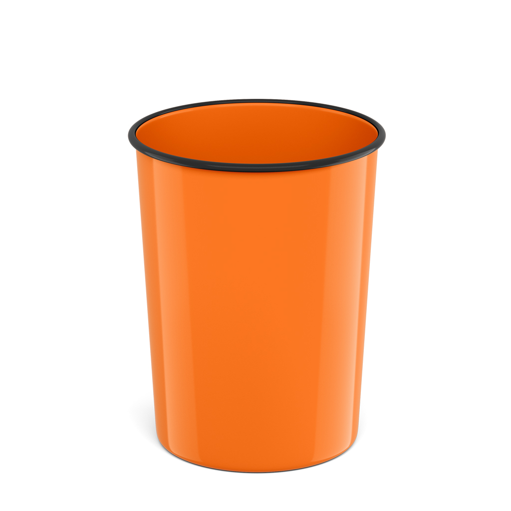 Корзина для бумаг литая пластиковая ErichKrause® Neon Solid, 13.5л, оранжевая