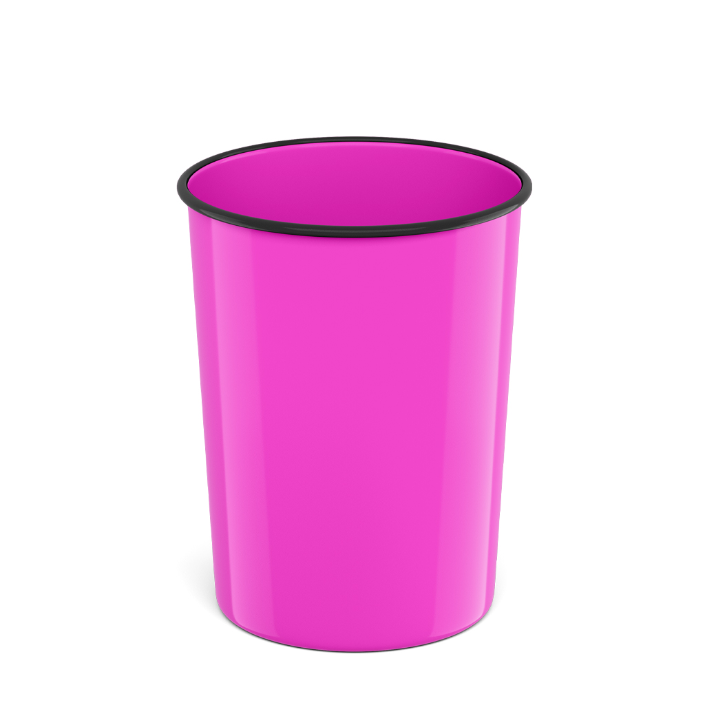 Корзина для бумаг литая пластиковая ErichKrause Neon Solid, 13.5л, розовый