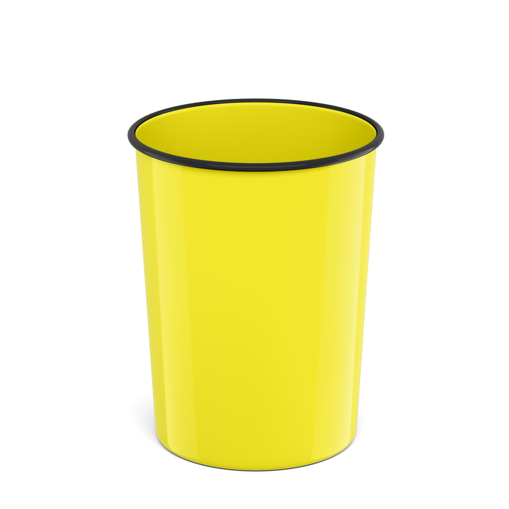 Корзина для бумаг литая пластиковая ErichKrause Neon Solid, 13.5л, желтый