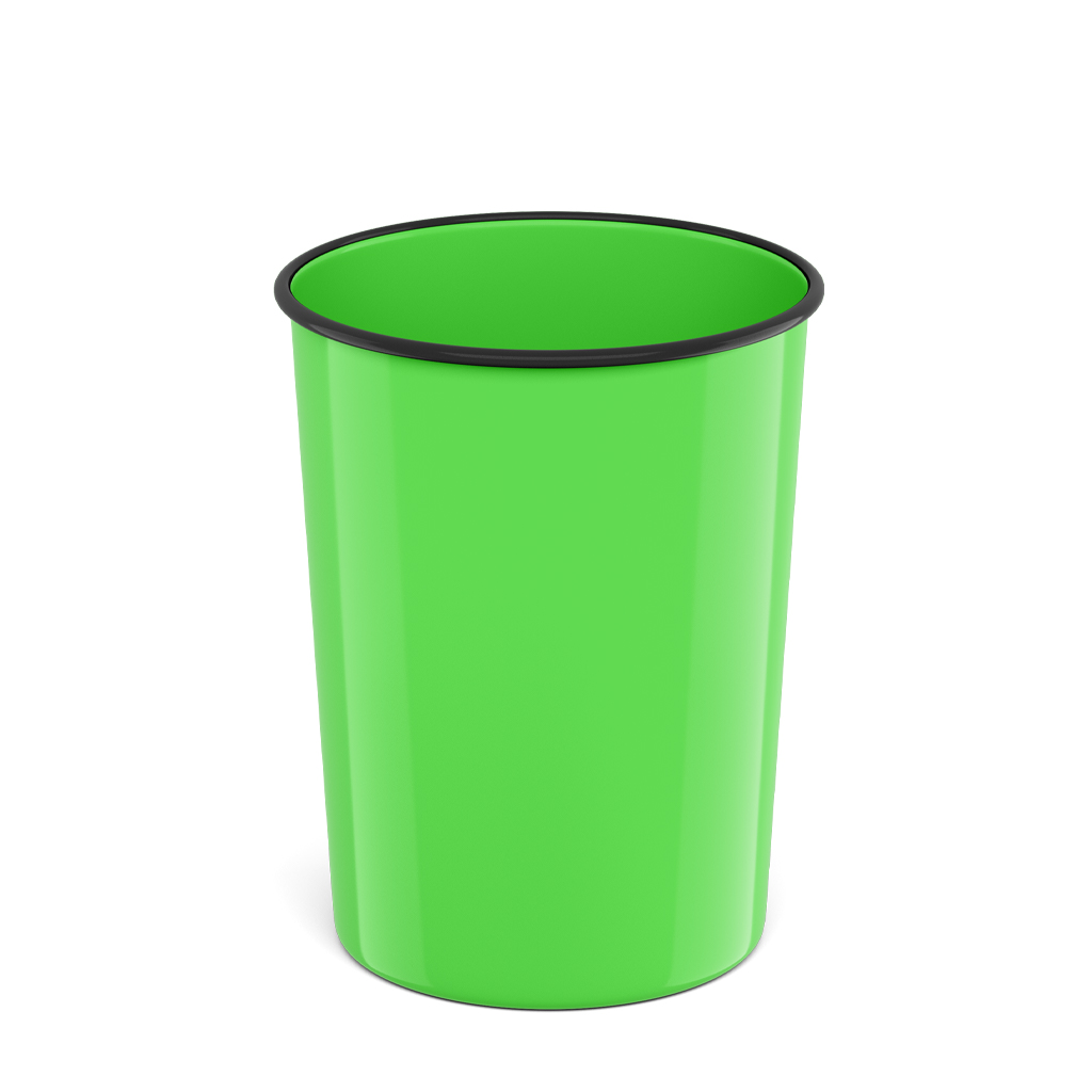 Корзина для бумаг литая пластиковая ErichKrause Neon Solid, 13.5л, зеленый