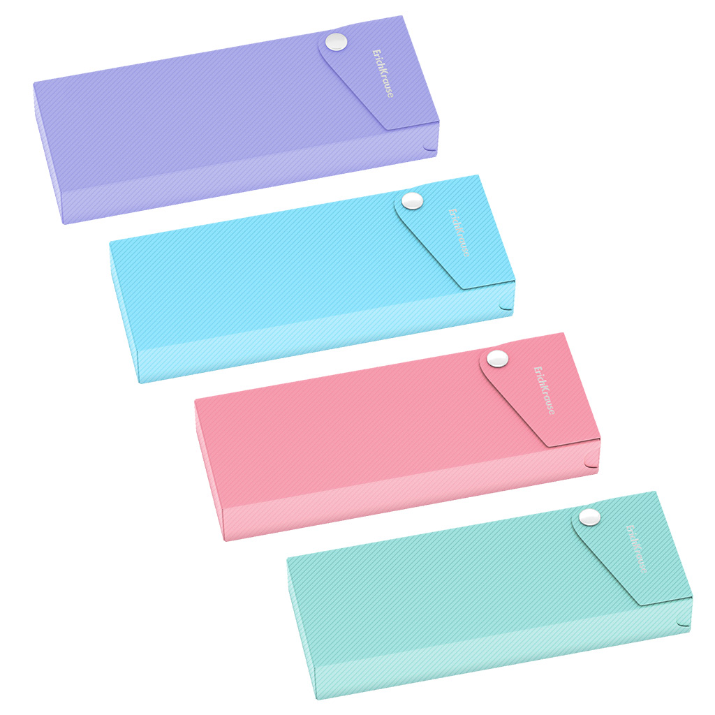 Пенал пластиковый ErichKrause Diagonal Pastel, ассорти (в коробке-дисплее по 12 шт.)