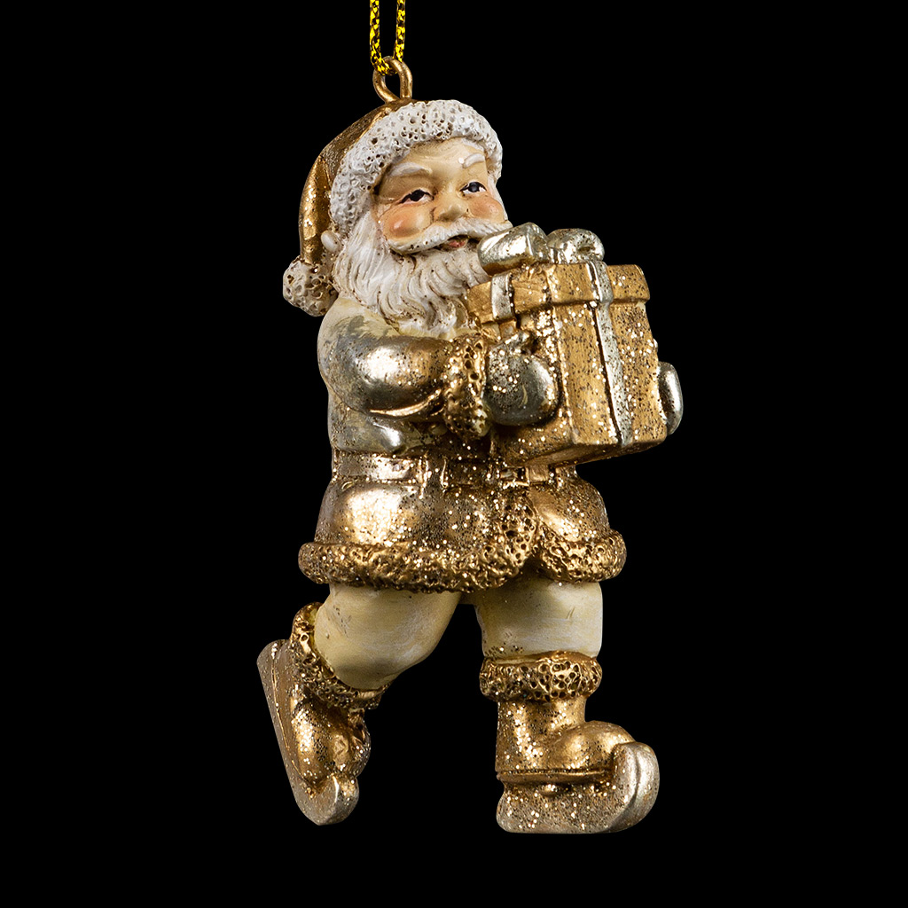 Украшение ErichKrause Decor Санта с подарком золотой 7.5см