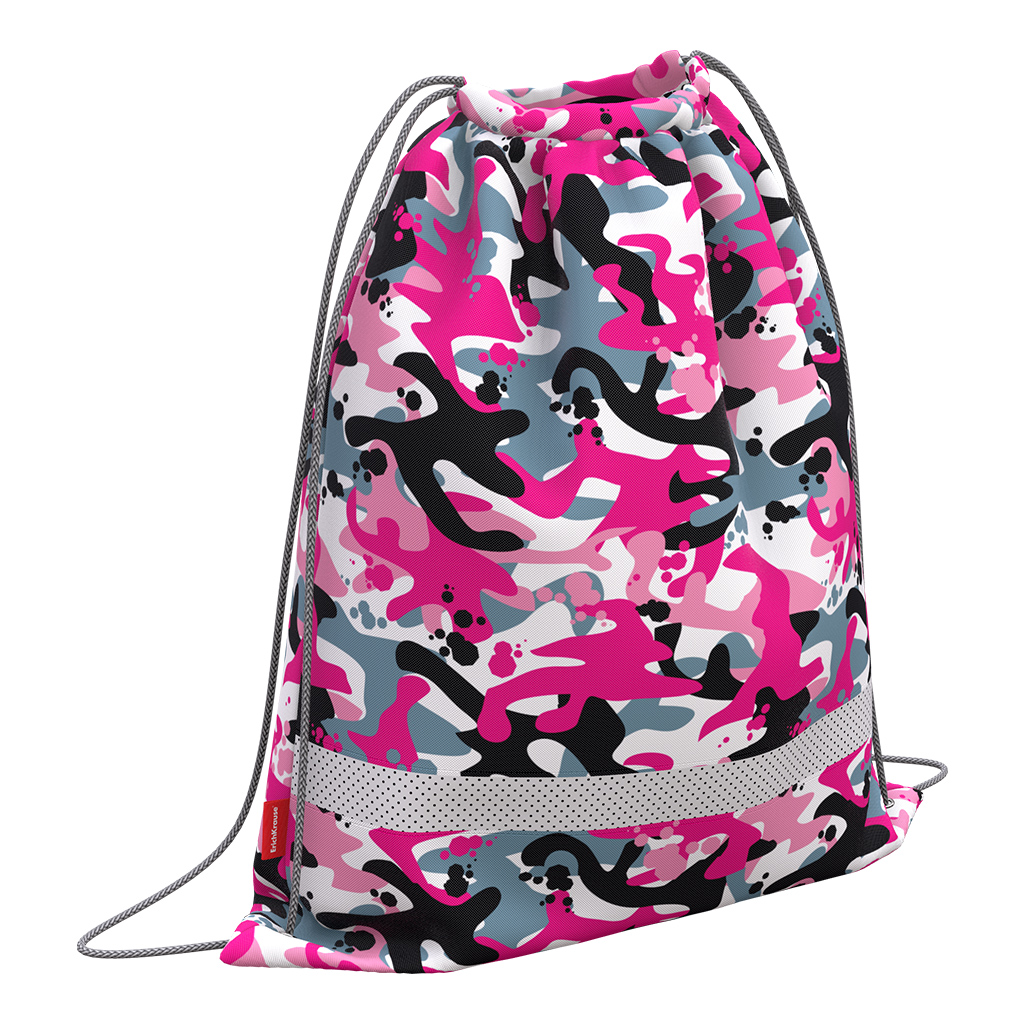 Мешок для обуви ErichKrause® с вентиляцией 500х410мм Pink Camo