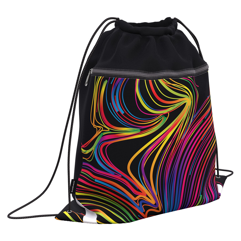 Мешок для обуви ErichKrause с карманом на молнии 500х410мм Neon Lights