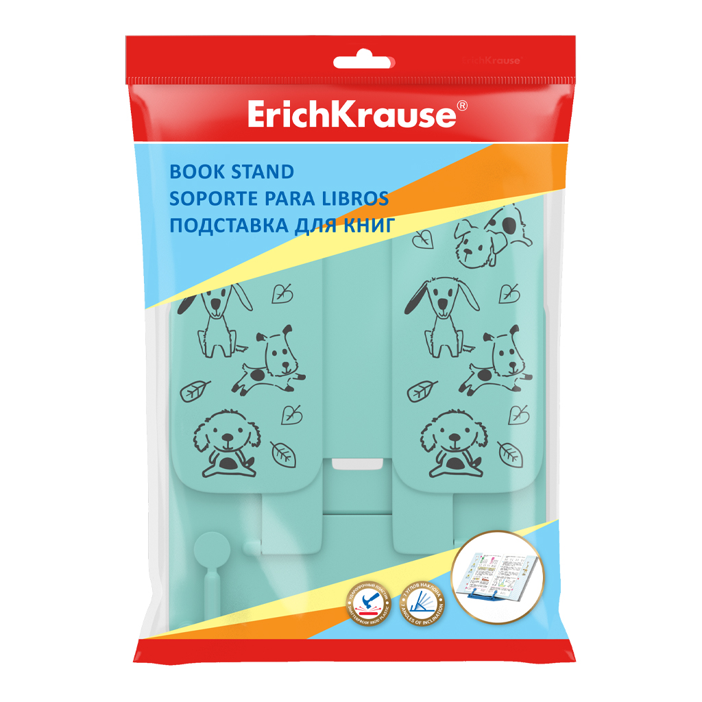 Подставка для книг пластиковая ErichKrause Little Dogs, мятный