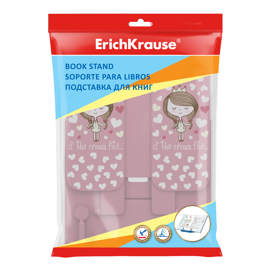 Подставка для книг пластиковая ErichKrause Pastel Princess, розовый