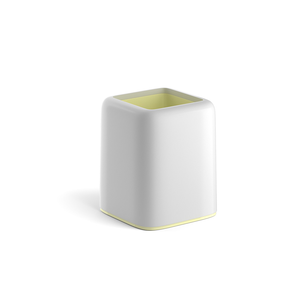 Подставка настольная пластиковая ErichKrause® Forte, Pastel, белый с желтой вставкой