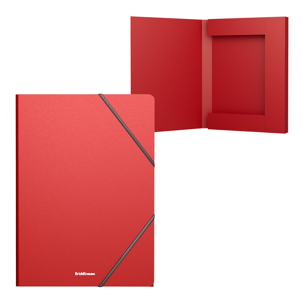 Папка на резинках пластиковая ErichKrause® Matt Classic, 30мм, A4, красный (в пакете по 4 шт.)