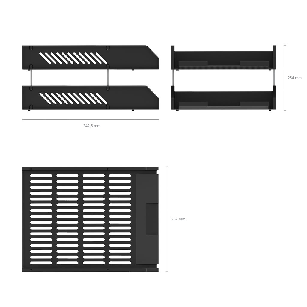 Набор из 2 пластиковых лотков для бумаг на металлических стержнях ErichKrause Classic, черный