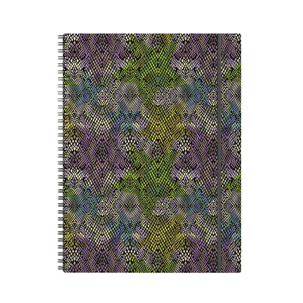 Тетрадь общая с пластиковой обложкой на спирали ErichKrause Purple Python, А4, 80 листов, клетка, на резинке