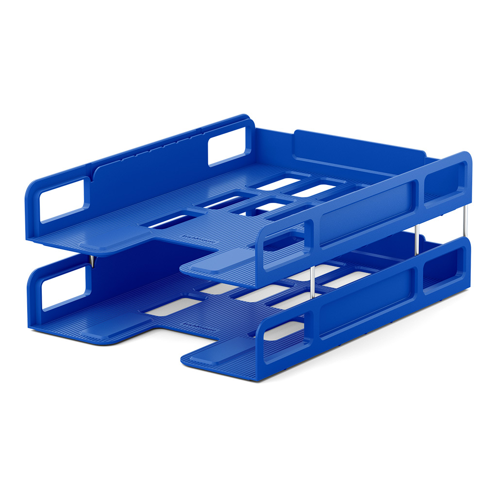 Набор из 2 пластиковых лотков-трансформеров для бумаг ErichKrause® Techno, Classic, синий