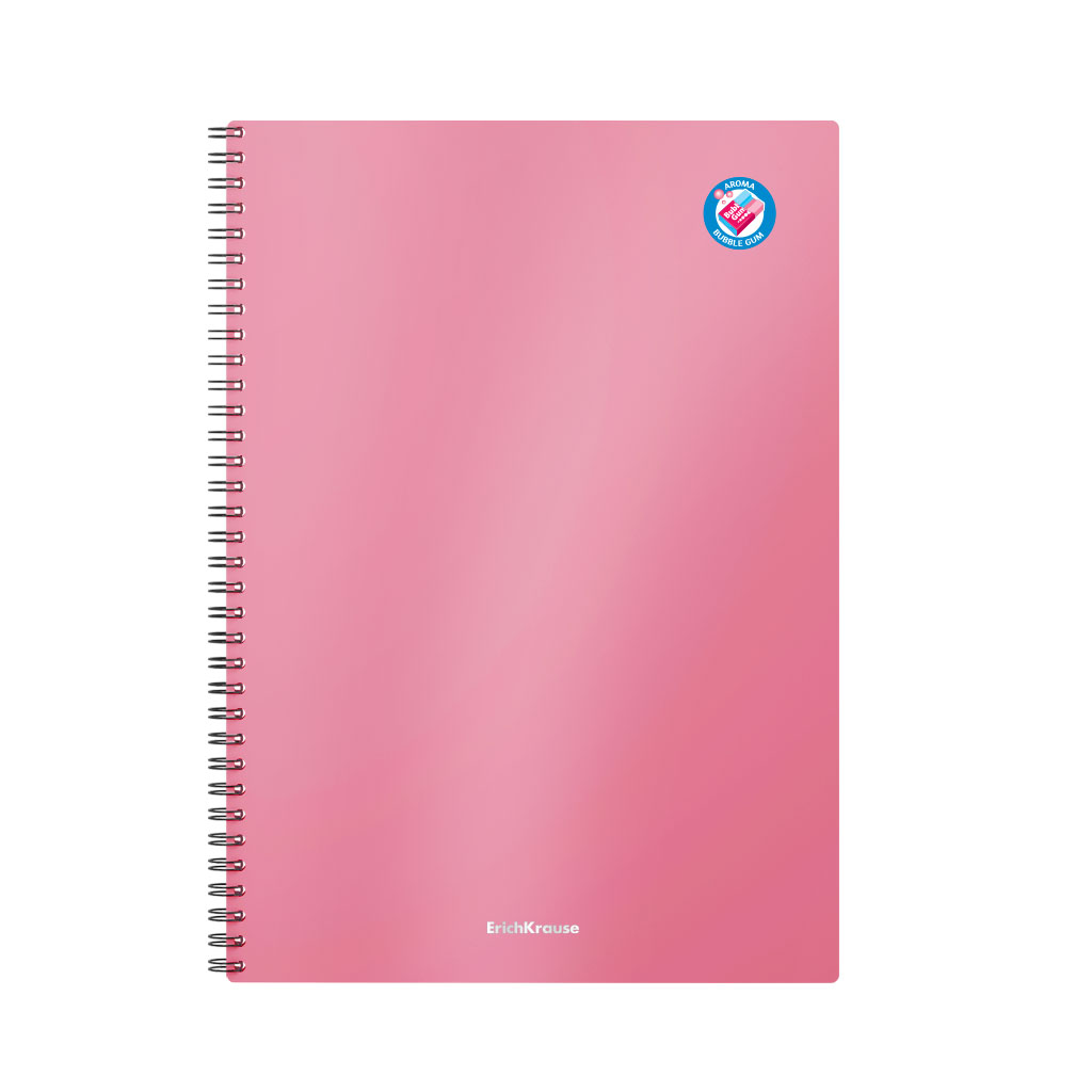 Тетрадь общая с пластиковой обложкой на спирали ErichKrause Bubble Gum, розовый, А4, 80 листов, клетка