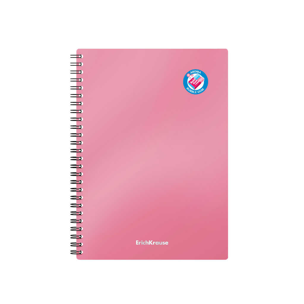 Тетрадь общая с пластиковой обложкой на спирали ErichKrause Bubble Gum, розовый, А5, 80 листов, клетка