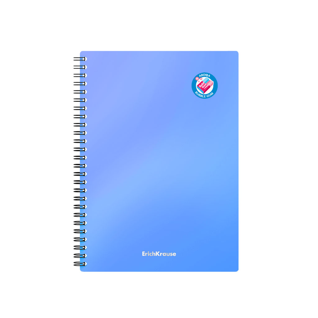 Тетрадь общая с пластиковой обложкой на спирали ErichKrause Bubble Gum, голубой, А5, 80 листов, клетка