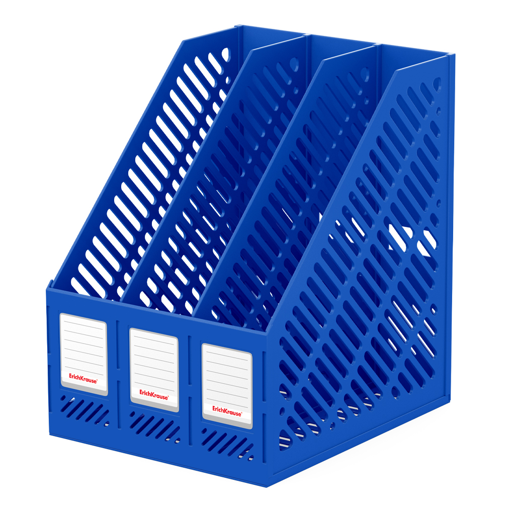 Подставка для бумаг трехсекционная сборная пластиковая ErichKrause® Classic, синяя